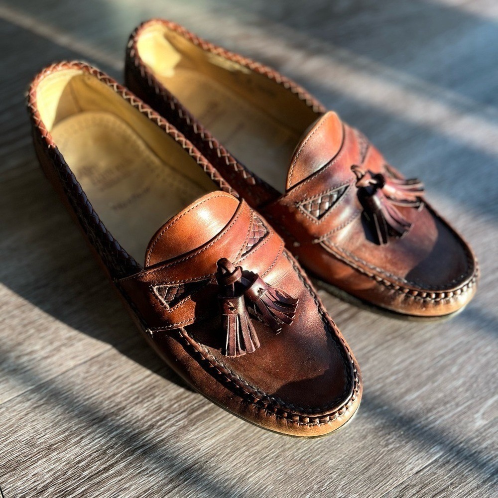 Allen Edmonds Maxfield Tassel Loafers Mens 8.5 D Chili Brown Woven Leather 47716